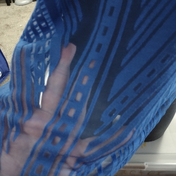 Women's Blue Mossimo Burnout Cutout Sheer Tank Top SZ Med - Picture 3 of 8